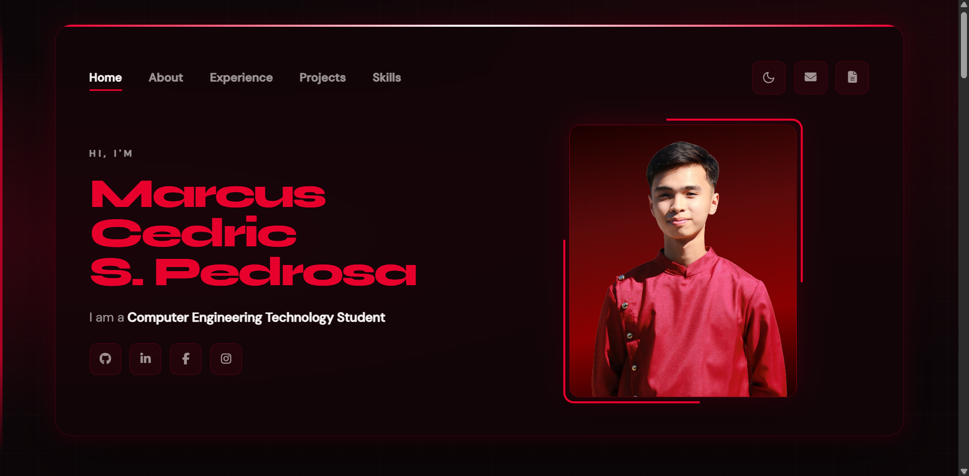 Portfolio Website interface